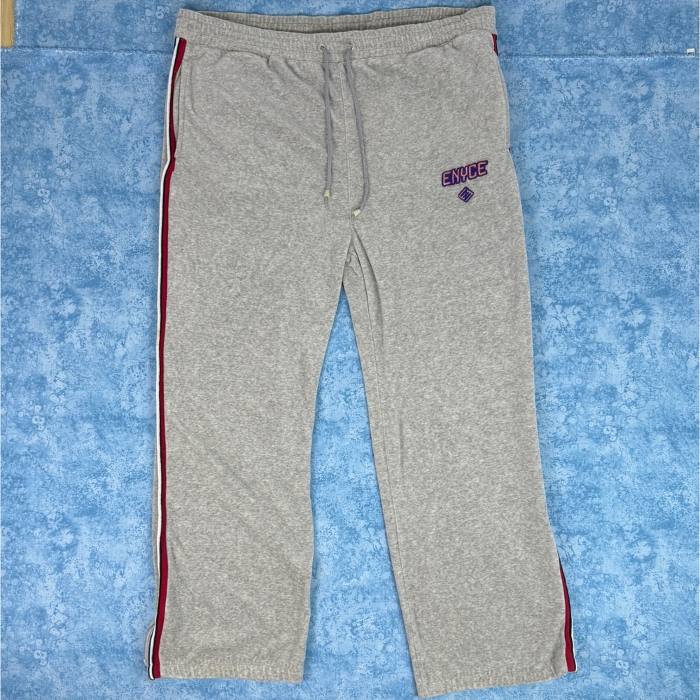 Enyce Mens Baggy Sweatpants Zipper Joggers XL Y2K Side Stripe White Red Blue - Picture 1 of 12
